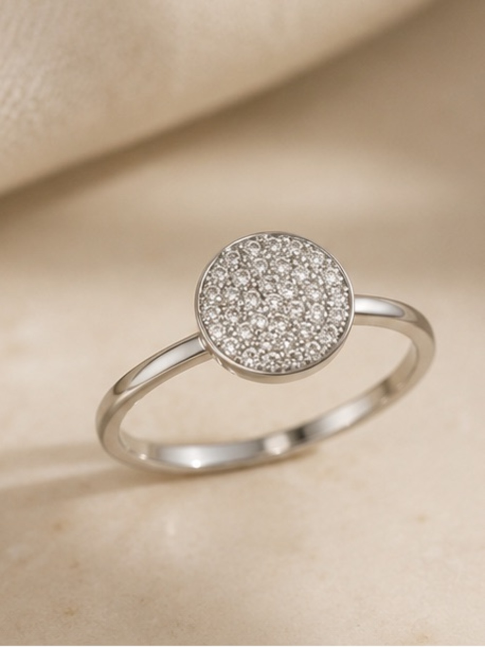 $15 or 3 for $30 Silver Pavé Circle Ring - White Crystal